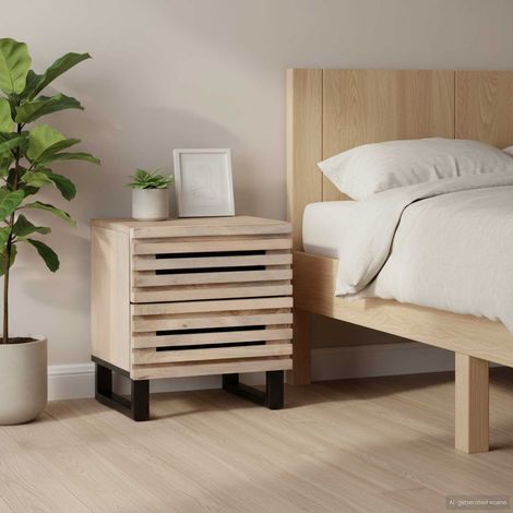 vidaXL Table de chevet 40x34x46 cm bois de manguier massif blanchi (1/5)