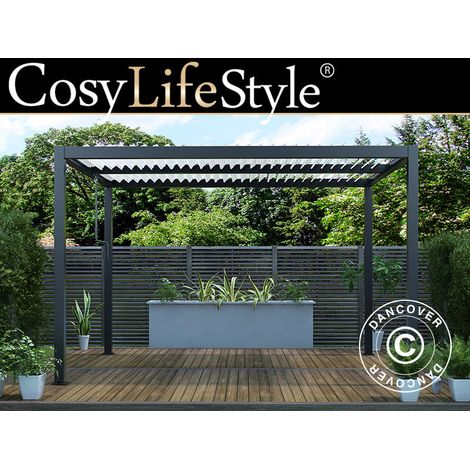 Bioklimatische Pergola pavillon San Pablo Alu+, 3x4m, Schwarz/Weiß - Dancover