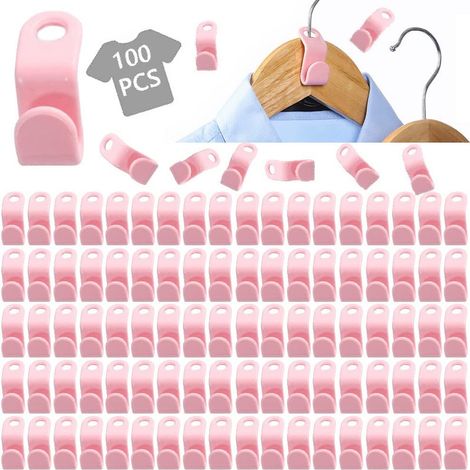 Filiyano-Lot de 100 cintres/crochets pour cintres - Gain de place dans l'armoire (rose) (1/3)