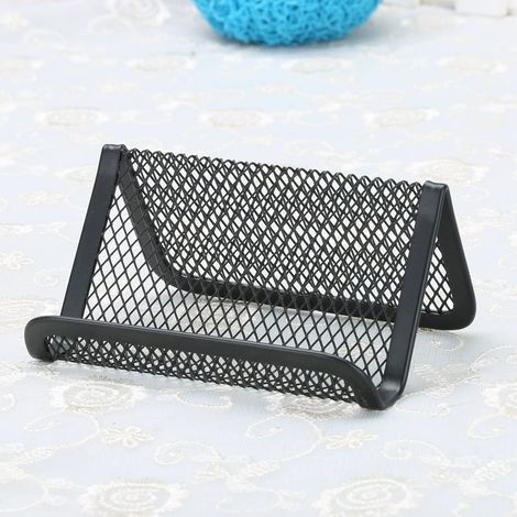 Juego de 10 tarjeteros de malla metálica, organizador de escritorio resistente, expositor moderno para tarjetas de visita (capacidad para 50 tarjetas), negro, accesorios de oficina