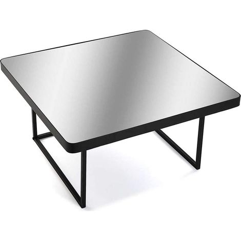 Tavolino rettangolare a specchio piedi in metallo tavolo da soggiorno moderno 38x75x75 cm (1/2)
