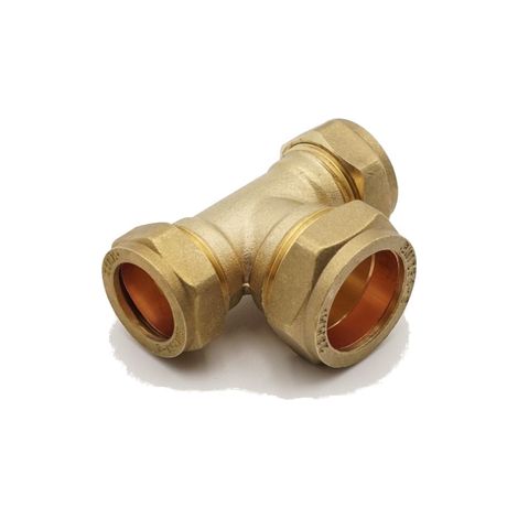 PrimaPlus Brass Compression Reduced Tee 22mm (Pack of 5) (1/2)