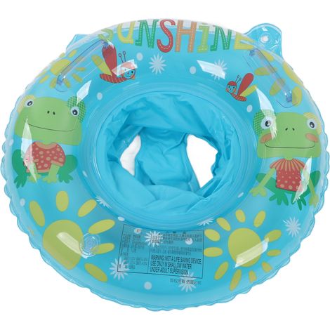 Bouée de natation pour enfants, étanche, double poignée, facile à saisir, siège de natation pour bébé, flotteur pour baignoire et piscine, style grenouille, bleue (1/5)