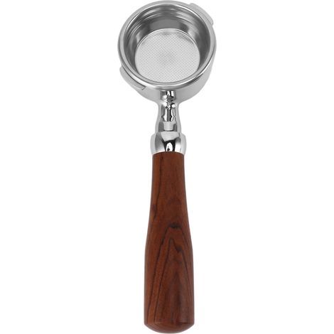 Portafiltre Sans Fond 58 mm pour Machine Café GAGGIA, Double Oreilles en Acier Inoxydable et Bois (1/5)