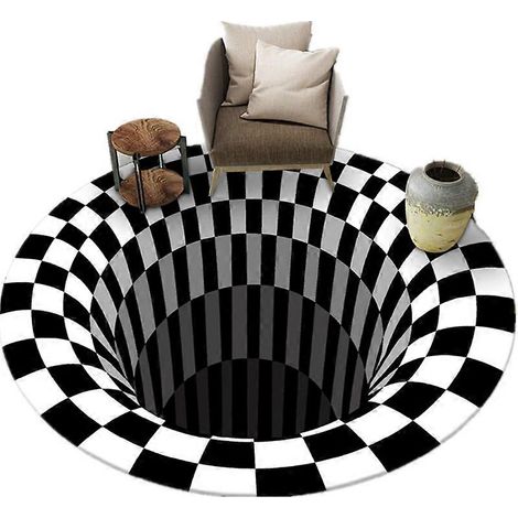 Tapis 3D Vortex à motif tourbillonnant, tapis d'illusion d'optique antidérapant pour chambre et salon (1/5)
