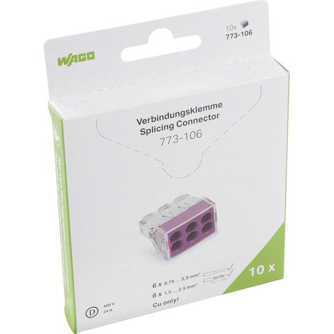50 connecteurs WAGO 6 entrées (violet)