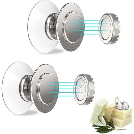 Set di 2 portasapone magnetici, portasapone con ventosa magnetica, portasapone in acciaio inox da parete, non richiede foratura, facile da rimuovere, adatto per bagno, cucina, vasca da bagno e lavandi (1/5)