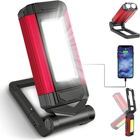 CCYKXA Powerful Rechargeable Work Light, LED Work Light Workshop Lamp with Magnetic Base, Flashlight with IPX6 Waterproof, 7 Modes Mechanic Lamp for Emergency, Garage and Camping (1/5)