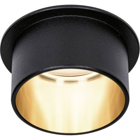 – Luminaire encastrable LED 93378 – 6 W blanc chaud 2700 K – IP44 pour pièces humides – Ø 68 mm noir mat et or (1/5)