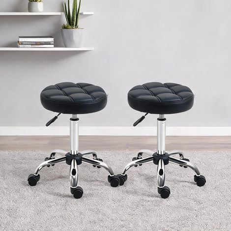 Tabouret coloris noir en similicuir mousse 35,5 x 35,5 x 63 cm (1/5)