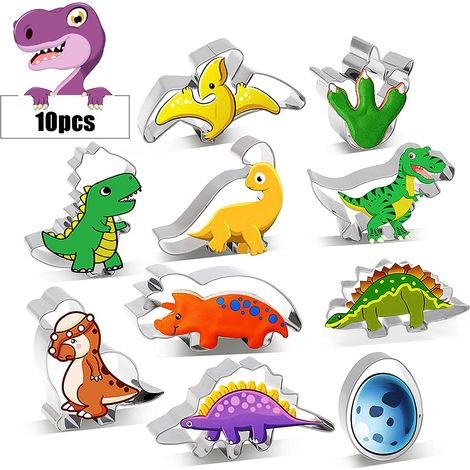 Ensemble de 10 matrices de découpe dinosaures en acier inoxydable