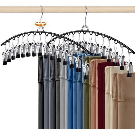 Cintre Pince, 2 Pièces Cintre Pantalon Gain de Place pour Dressing (1/5)