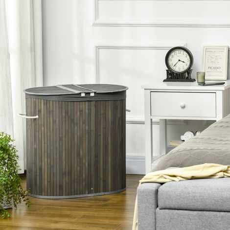 Commode avec tiroirs pliables en tissu, bois mélaminé, structure en acier, marron
