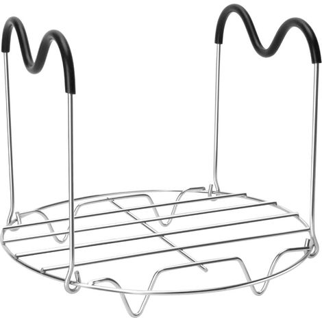 Rack à Vapeur - En Acier Inoxydable - Poignées en Silicone Résistant à la Chaleur - Compatible avec Cuiseurs Sous Pression 6 L et 8 L - 1 Pièce