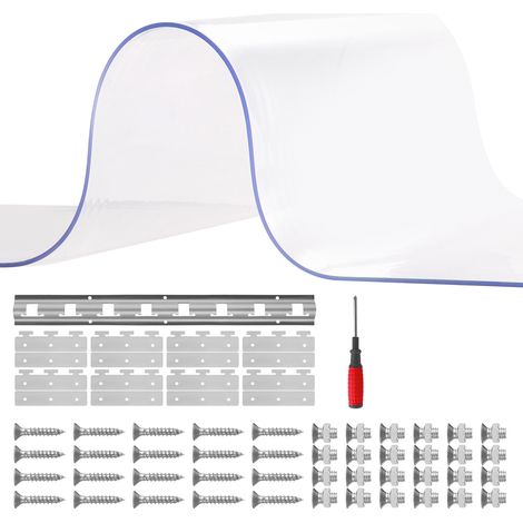 Mophorn Tenda a Strisce in Plastica 122x213,4 cm, Tenda a Lamelle Trasparente, 8 Strisce in Plastica per Porta, Spessore 2 mm, per Porta Cella Frigorifera, Magazzino, Supermercato, Centri Commerciali (1/5)