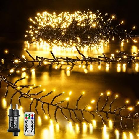 LED String Lights 6M 400 LED Christmas String Lights IP44 Waterproof with Remote Control and Timer, 8 Modes, Party Decoration for Christmas, Birthday, Wedding, Living Room, Warm White (1/5)