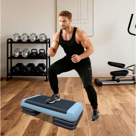 Verstellbare Step-Plattform 76 cm, rutschfest, grau und schwarz OKMYHOME (1/5)
