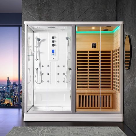 Combi Sauna Infrarouge Douche Hammam Boreal® IR-H 220D - droite (1/5)