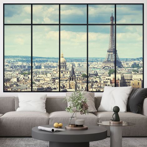 Stickers Trompe l'oeil fenêtre verrière - Paris - 90 x 145 cm (1/5)