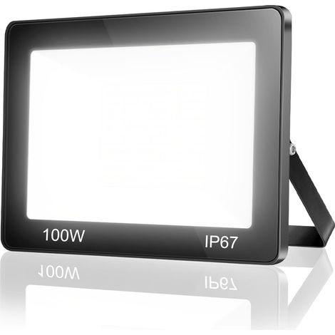 Projecteur LED Exterieur 100W, IP67 Imperméable Spot LED Extérieur, 10000LM 6500K Blanc Froid Eclairage de Sécurité, Luminaire Exterieur Pour Patio, Terrasse, Jardin, Garage, Usine