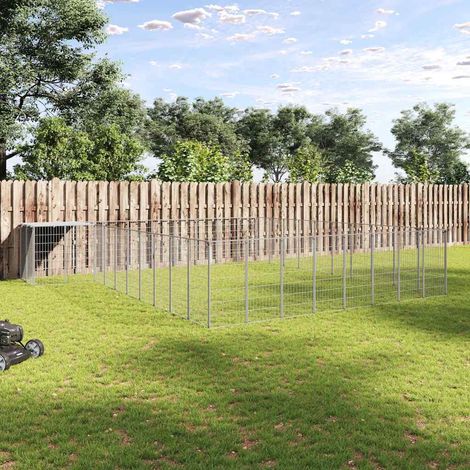 vidaXL Perrera plateada 25,41 m² acero (1/4)