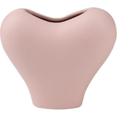 Jarrón “Amor Celestial”, de cerámica, con forma de corazón, rosa mate, decorativo (embalaje: poliestireno + cartón) (1/5)