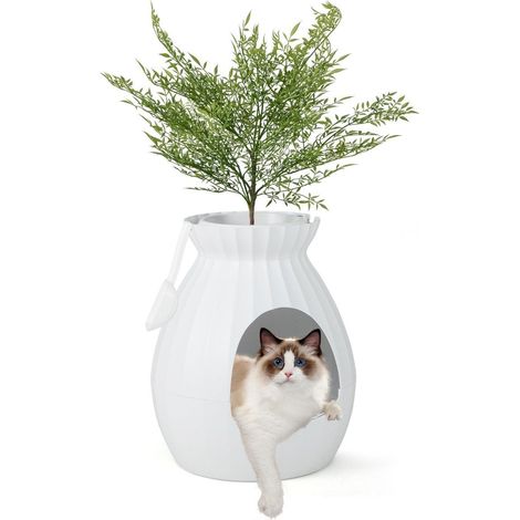 Bac à litière intelligent pour chat avec élimination électronique des odeurs et stérilisation style pot de fleur