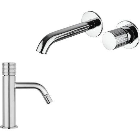 Set rubinetti lavabo a muro e bidet Jacuzzi Rubinetteria Armonia Grip cromati per piletta click clack (1/4)