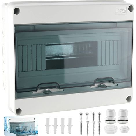 Coffret Electrique Etanche Exterieur 12 Modules Ip65, Boitier Electrique pour le Disjoncteur, Matériau d'Abs Etanche et Poussière, Coffret Electrique pour le Jardin Ou les Zones Extérieures (1/5)