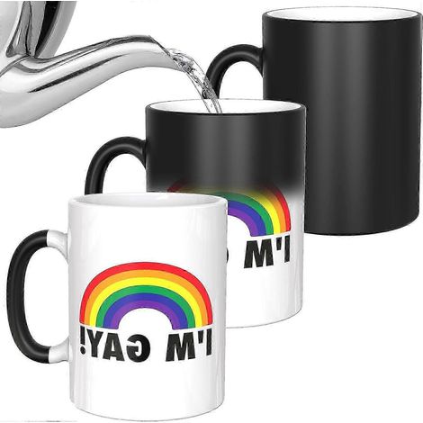 Mug arc-en-ciel à couleur changeante – Révèle un message surprise lorsqu'il est chaud, cadeau original et amusant pour les amis LGBTQ+, tasse en céramique de 325 ml, compatible lave-vaisselle (1/5)