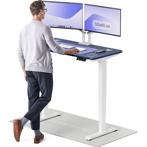Desktronic Bureau assis debout HomePro - 120x60cm - Blanc/Bleu