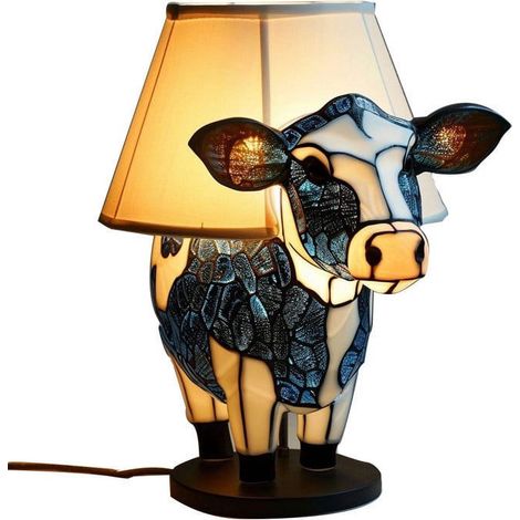 Lampe De Table Résine - Applique En Forme De Vache - Pour Chambre À Coucher Salon Bureau - 18 Cm - LED USB - 1 Pièce (1/5)