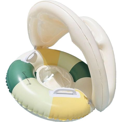 Aide à la natation pour bébé – Avec pare-soleil amovible et réglable – Bouée gonflable pour piscine – Empêche le basculement – Pour les enfants de 3 à 48 mois, pour la plage, le bain et les activités  (1/5)