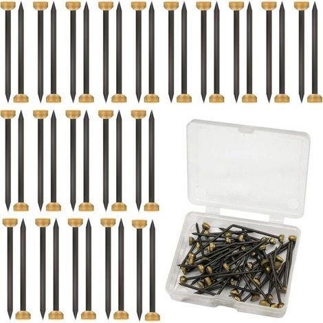 Lot de 50 clous photo en laiton – 4 mm – Boîte noire et jaune – Pour cadres, murs, clôtures (1/4)