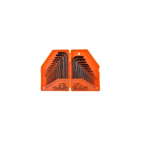 30 pièces Clés hexagonales, Jeu de Clé, Jeu de Clés Allen métriques / pouces, professionnelles compact clés 6 pans creux, Jeu de clés HX Léger et Pratique avec Une Mallette de Transport,