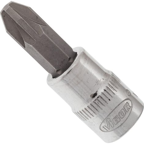 VIGOR Innenvierkant Antrieb 6,3 = 1/4 Zoll Schraubendreher-Einsatz Pozidriv-Profil (PZ) V2441N ∙ Vierkant hohl 6,3 mm (1/4 Zoll) ∙ Pozidriv Profil PZ ∙ PZ 3 ∙ Gesamtlänge: 38 mm (1/3)