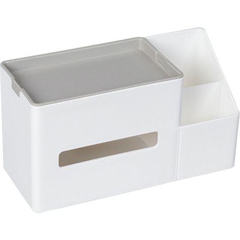 Boîte à mouchoirs multifonctionnelle pour étudiant, organiseur de bureau, porte-stylo, boîte de rangement divers pour chambre d'étudiant, blanche (1/5)