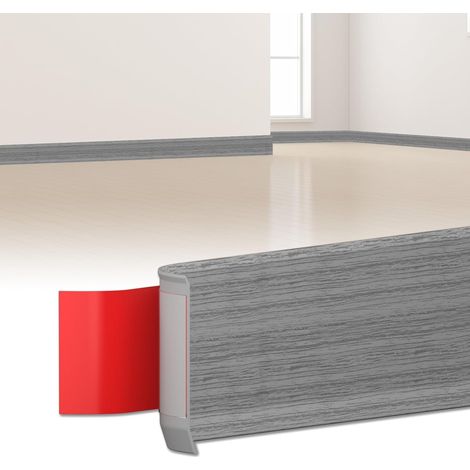 Plinthe Souple Autoadhésive Gris Bois Plinthe Adhesive 80x20mm 3m Plinthe Autocollante Ruban, Flexible Moulure Murale Plinthe Pliable PVC pour Revêtement de Sol, Montage Facile (1/5)
