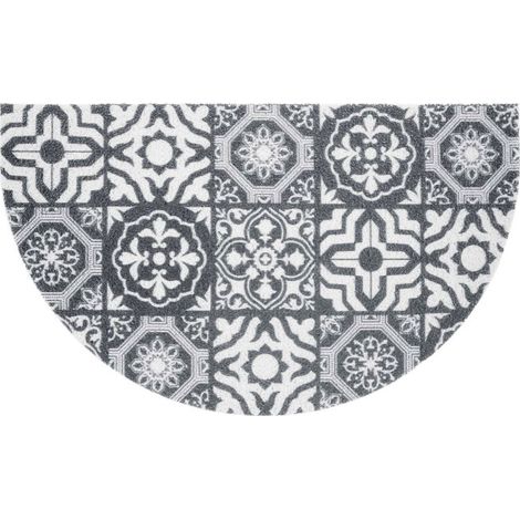Tapis d'Entrée Demi-Lune "Lisbonne" 45x75cm Gris (1/2)