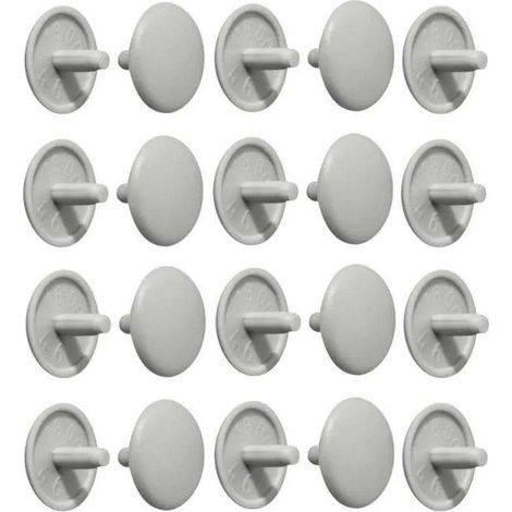 Lot de 20 cache vis en plastique gris clair – Type cruciforme pozidrive PZ2 – Pour finition soignée sur bois dur – RAL 7035 (1/5)