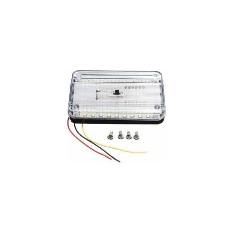 Adapté à l'éclairage intérieur des véhicules 12 V. Plafonnier rectangulaire à 36 LED avec bouton, idéal pour les camping-cars, caravanes, bateaux, tentes dôme et fourgons aménagés. (1/2)