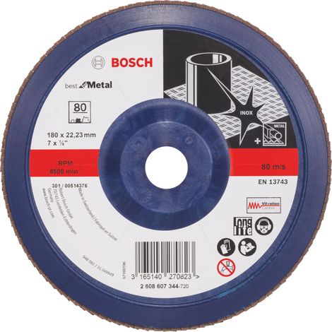 Bosch 2608607344 Disco abrasivo de láminas X571 Best Metal 180mm recto plástico G80 10 uds (1/3)