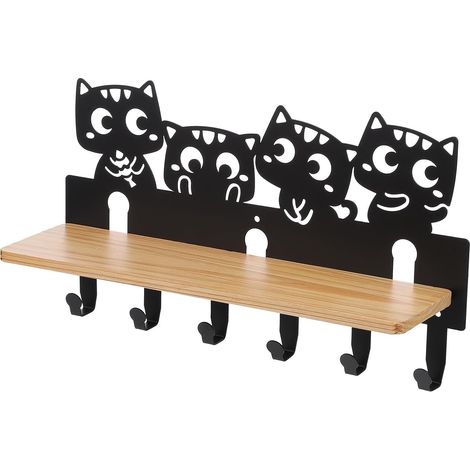 murale SECFOU en fer avec 6 crochets en forme de chat Design (1/5)