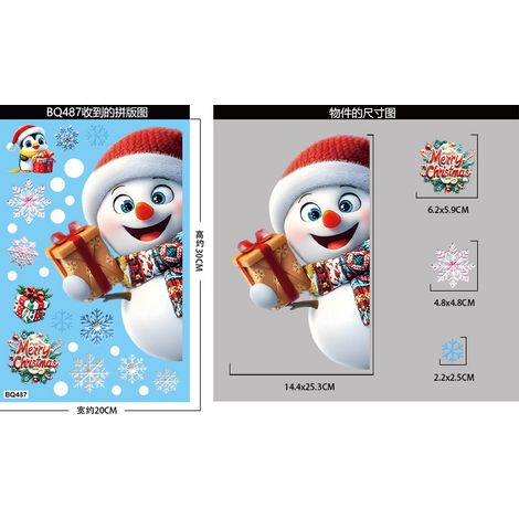 Nouveaux autocollants de Noël, flocons de neige 3D, bonhommes de neige, stickers pour fenêtres, sapins du Père Noël, cadeaux, autocollants statiques en PVC pour vitres