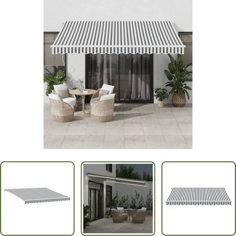LED-Beleuchtung - Markise Manuell mit LED Anthrazit & Weiß 400x350 cm (1/5)
