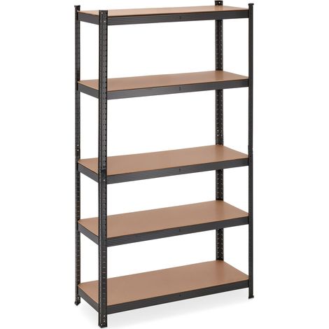 Scaffale portaoggetti modulare per garage, 5 livelli regolabili, 90 x 40 x 30 cm in MDF nero 130012384