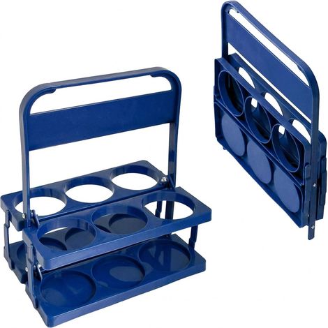 Porte-bières pliable – Contenance : 6 bouteilles – Avec poignée – Robuste et durable – Idéal pour les pique-niques, le camping et les barbecues (Bleu) (1/5)