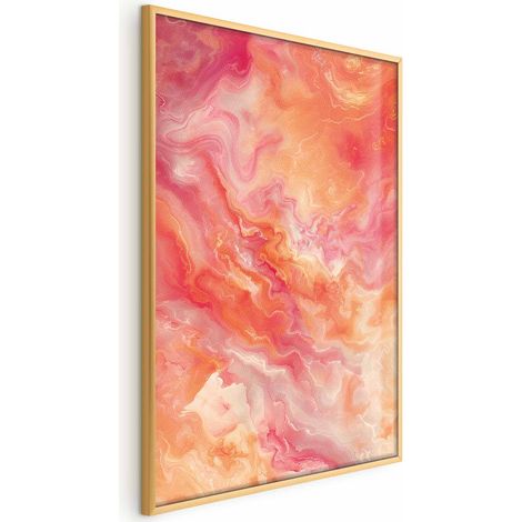 Póster - Colores llameantes - formas dinámicas en los colores del fuego y el rosa (1/4)