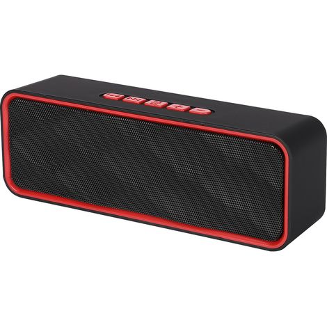 Portable wireless speaker, Bluetooth 5.0 speaker, 3D stereo HiFi bass, 1200mAh battery, 10 hours of playback time (red). (1/5)