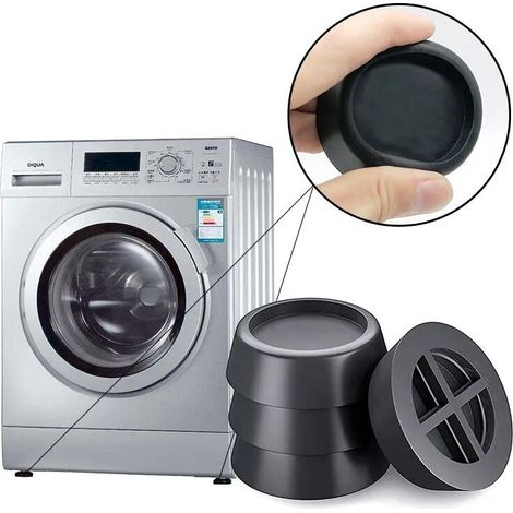 4 Pcs Anti-Vibration Pieds pour Machine à Laver, Noir Tapis Anti-vibration pour Machine à Laver, Patins Anti-vibrations Supports en Caoutchouc pour Sèche-Linge et Lave-linge,pour Machines à Laver